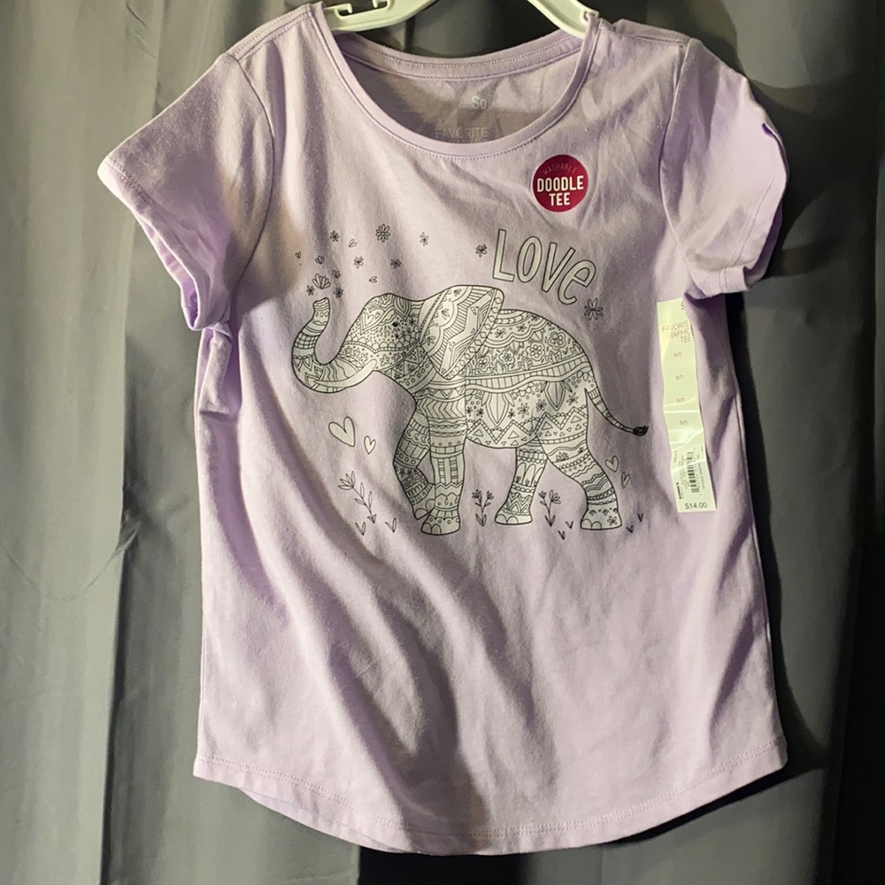 Light Purple Elephant Doodle Tee